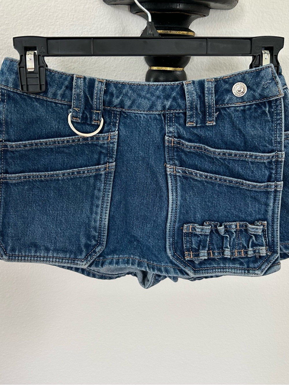 Women’s We The Free Dark Blue Denim Utility Mini Skorts with Ring Detail Sz 26